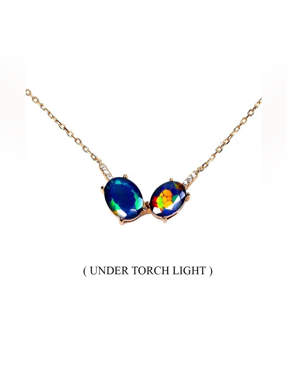 Stunning Natural Rainbow 9x7mm Black Opal Pendant Necklace 14K Gold plated 18”